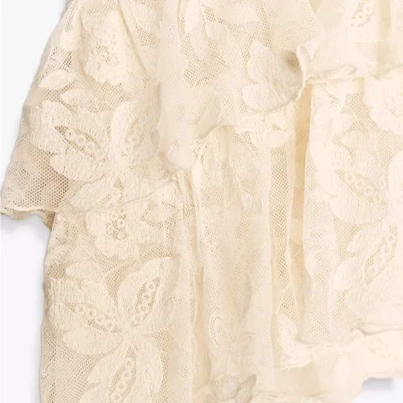 zara boho cream ruffled lace cami top - Picture 10 of 11
